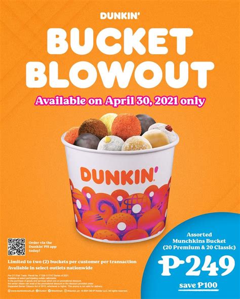 Dunkin Munchkins Bucket Delivery Promo Apr 30 2021