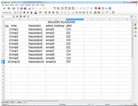 Arkusz Kalkulacyjny LibreOffice Calc