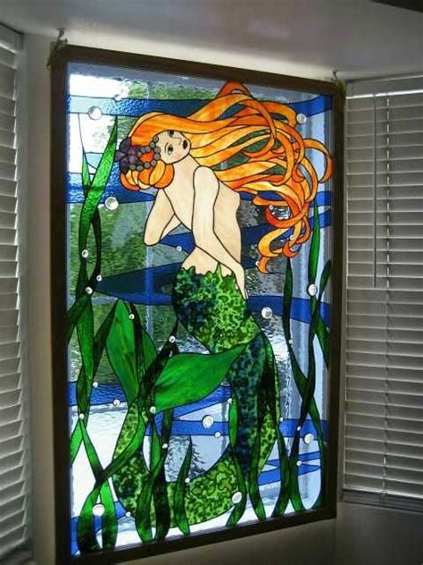 Mermaid Stained Glass Created By Friend Of Bonnie S Stained Glass Stained Glass Art Stained