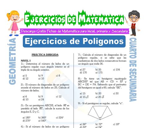 Material didáctico para estudiantes de primaria. Ejercicios de Polígonos para Cuarto de Secundaria - Matemática