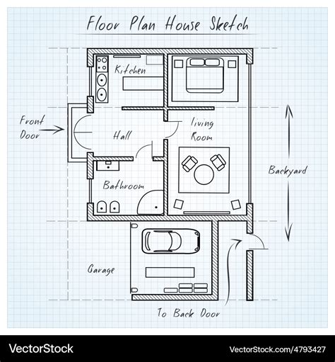 Floor Plan House Sketch Royalty Free Vector Image