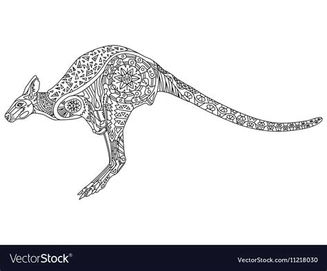Color in this picture of a kangaroo and others with our library of online coloring pages. Kangaroo coloring for adults Royalty Free Vector Image