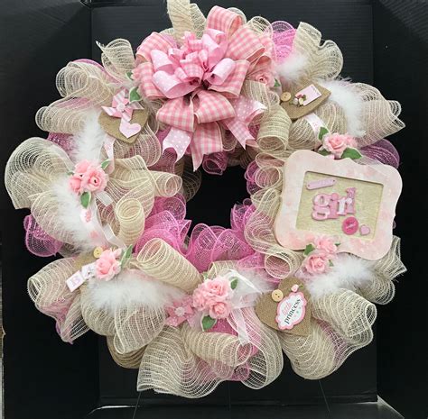 Baby Girl Mesh Wreath By Andrea Baby Wreath Wreaths Floral Wreath