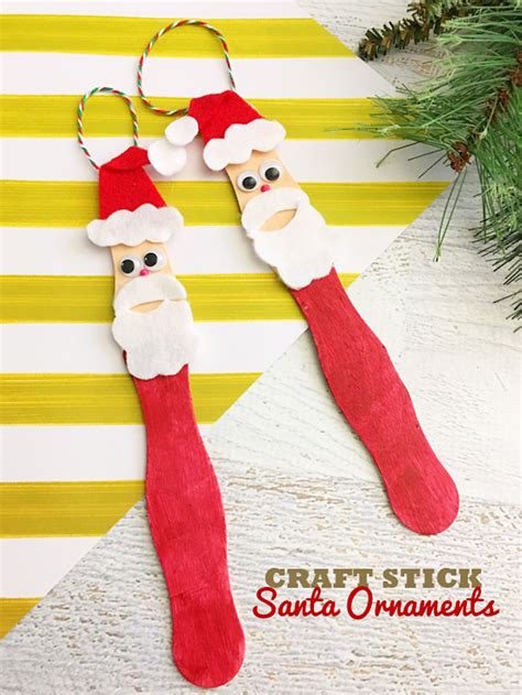Craft Stick Santa Ornaments Craft Stick Crafts Christmas Arts And
