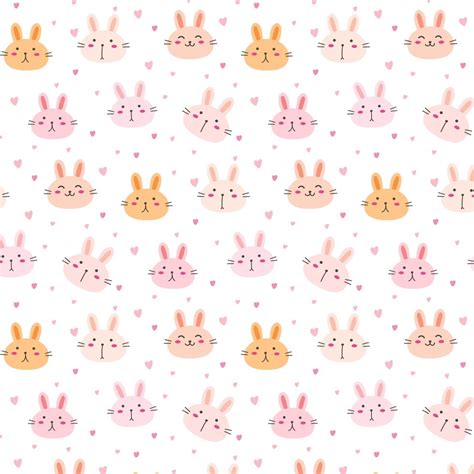 Cute Bunny Vector Pattern Background Funny Doodle Handmade Vector