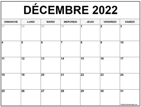 Décembre 2022 Calendrier Imprimable Calendrier Gratuit
