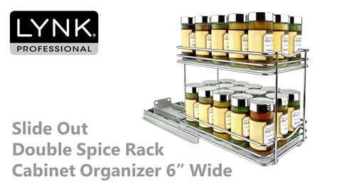 Lynk Professional Slide Out Double Spice Rack Cabinet Organizer 6 Wide