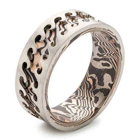The look of platinum with the price Wave Mokume Men's Wedding Band #102562 - Seattle Bellevue ...