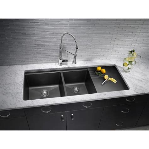 Blanco Precis 48 In X 20 In Anthracite Black Double Offset Bowl