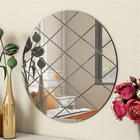 Buy Home Supplies Interiors Art Deco 50cm Round Grey Wall Mirror Glass