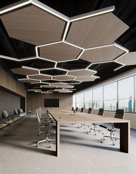 Timba Hexagonal Acoustic Bespoke Feature Ceiling Corporate Interior