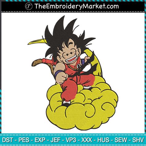 Goku Flying Nimbus Embroidery Designs File Dragon Ball Z Machine Embroidery Designs Embroidery