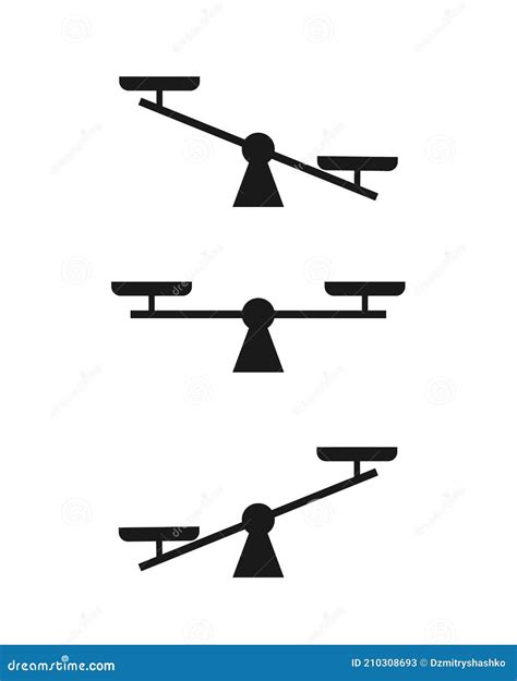 Uneven Balance Scale Silhouette Icon Set Clipart Image Stock Vector