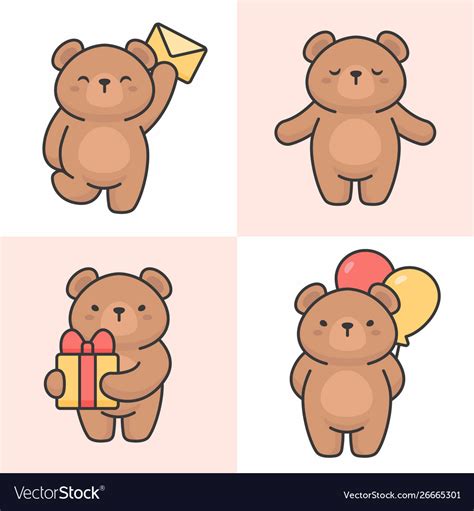 Set Cute Bear Characters Royalty Free Vector Image