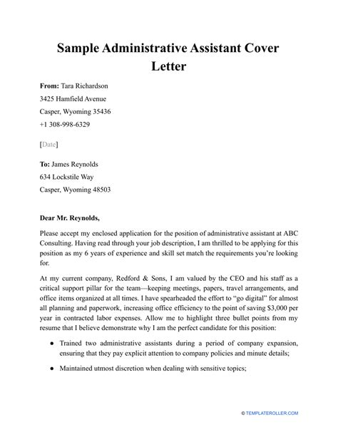 How To Write Cover Letter Administrative Assistant