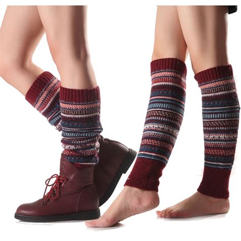 Fashion Warm Women Leg Warmers Stripe Knee Protect Boot Socks Ladies