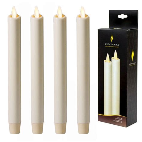 8 Luminara Flameless Moving Wick Ivory Taper Candles Real Wax Set Of 4