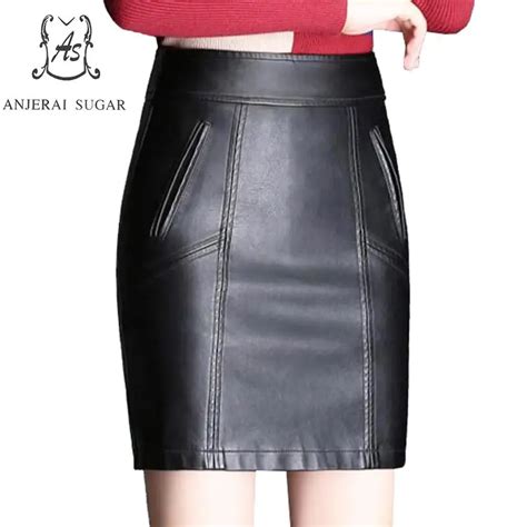 Autumn Winter Women Faux Leather Skirt Black Pu Leather Sexy Slim High Waist Package Hip Female