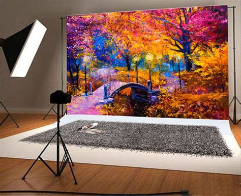 Greendecor Polyster 7x5ft Backdrop Autumn Forest Scenery Oil Painting