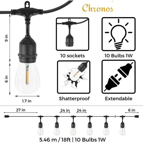 Waterproof Hanging Outdoor String Lights With S14 1w Led Filament Bulb