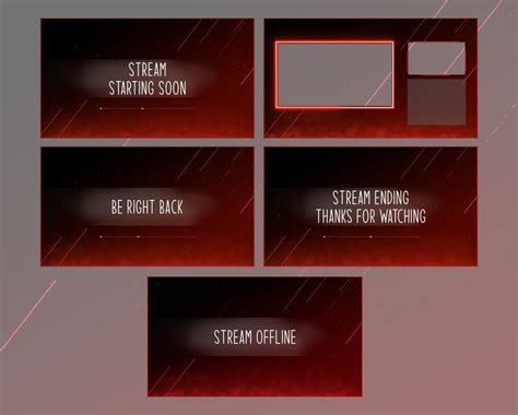 Twitch Animated Overlay Package Ready To Use Red Line Simple Etsy
