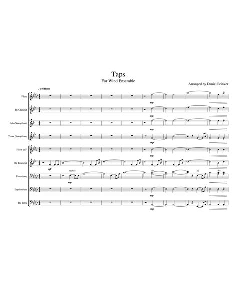 Taps Sheet Music For Flute Clarinet Alto Saxophone Tenor Saxophone