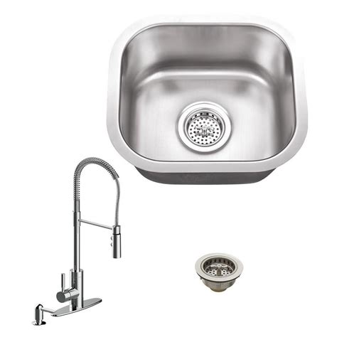 Installation hardware, cutout template and instructions included. IPT Sink Company All-in-One Undermount Stainless Steel 14 ...