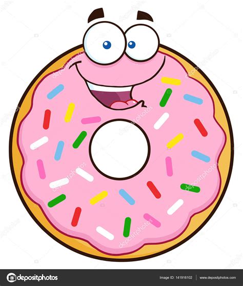 Gelukkig Donut Stripfiguur Vectorafbeelding Door HitToon