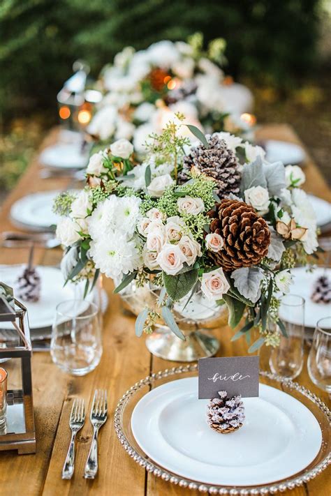 Winter Wedding Inspiration With Pine Cones Winter Wedding Table
