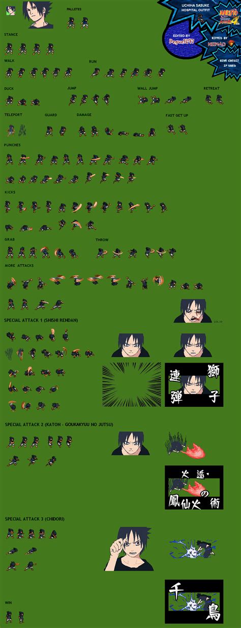 Sasuke Hospital Outfit Nc3 Sprite Sheet By Degue 1297 On Deviantart