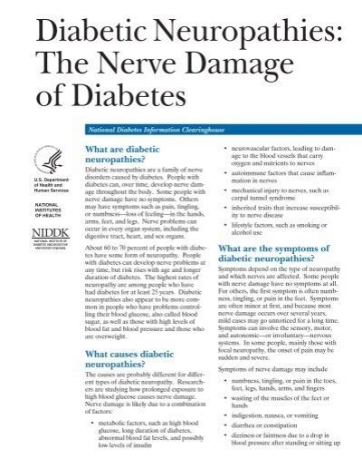 Diabetic Neuropathies The Nerve Damage Of Diabetes National