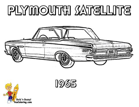 You have 45 muscle car coloring pages to print out: 1965 Plymouth Satellite Muscle Car Colouring at Yes Coloring