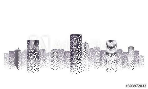 Silhouette City Scape Isolated Or White Background Modern Flat Design