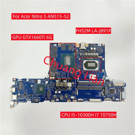 Fh52m La J891p For Acer Nitro 5 An515 52 Laptop Motherboard Cpu I5