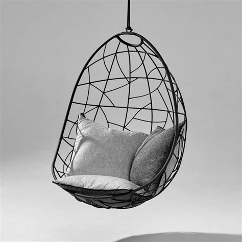 Nest Egg Hanging Swing Chair Steel Modern Inoutdoor 21st Century Black