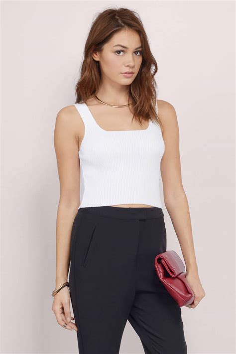 White Crop Top Ribbed Crop Top Sleeveless Crop Top White Top 7