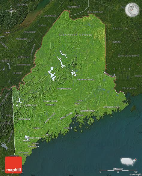 Satellite Map Of Maine Time Zones Map
