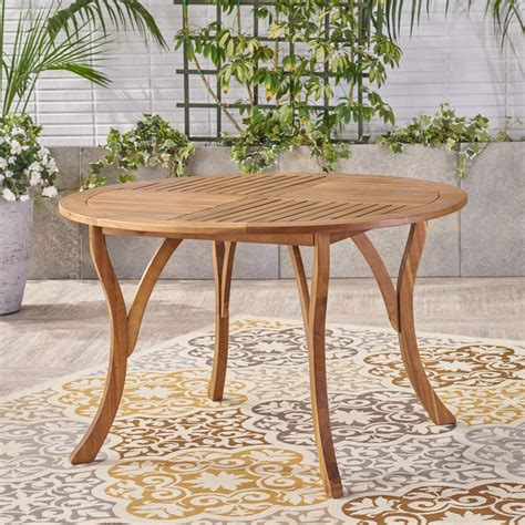 Skye Outdoor 47 Acacia Wood Round Dining Table Teak