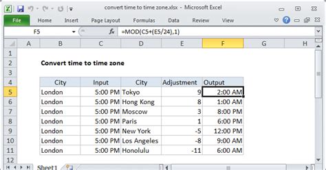 Convert Time To Time Zone Excel Formula Exceljet