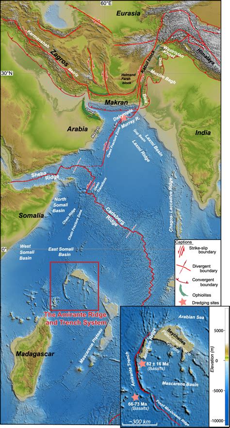 The Amirante Ridge And Trench System In The Indian Ocean The Southern Termination Of The Nw