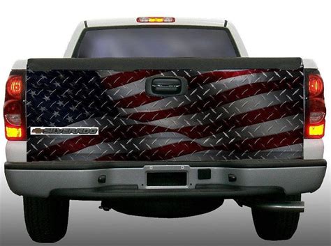 American Flag Diamond Plate Tailgate Wrap Vinyl Graphic Decal Etsy