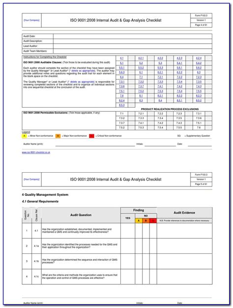 Ims Internal Audit Checklist Sample Bank Home Com