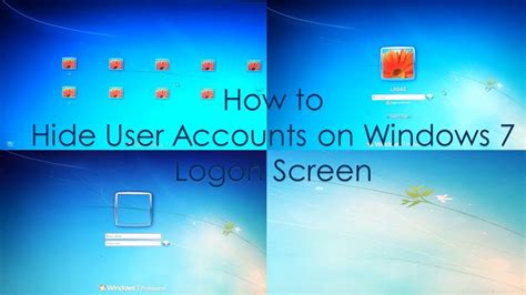 How To Hide User Accounts On Windows 7 Logon Screen Youtube