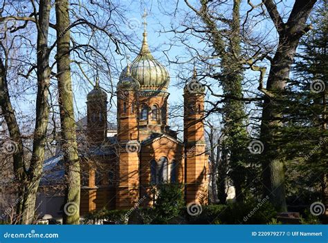 Den Ortodoxa Rysk Kyrkan I Den Gamla Staden Weimar Thuringia