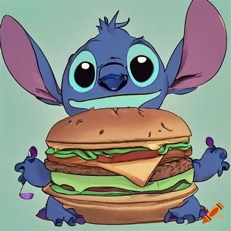 Leo And Stitch Enjoying Burgers On Craiyon