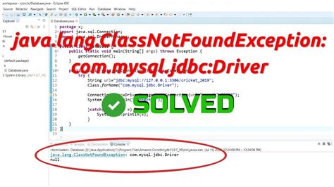 Java Lang ClassNotFoundException Com Mysql Jdbc Driver Java Lang ClassNotFoundException YouTube