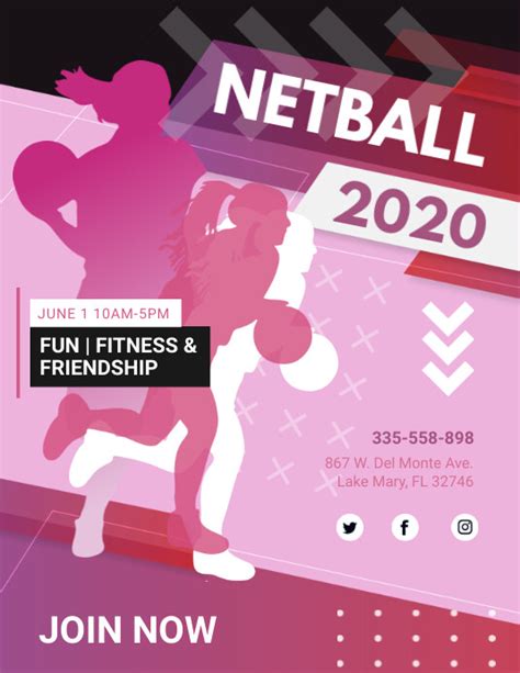 Pink Netball Game Day Flyer Template Postermywall