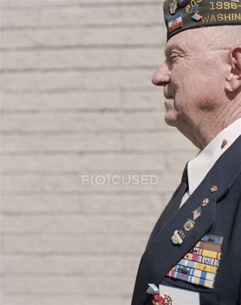 Portrait Of Elderly Korean War Veteran — History Honor Stock Photo