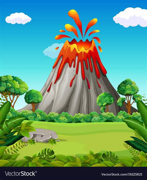 Cartoon Animated Volcano Eruption