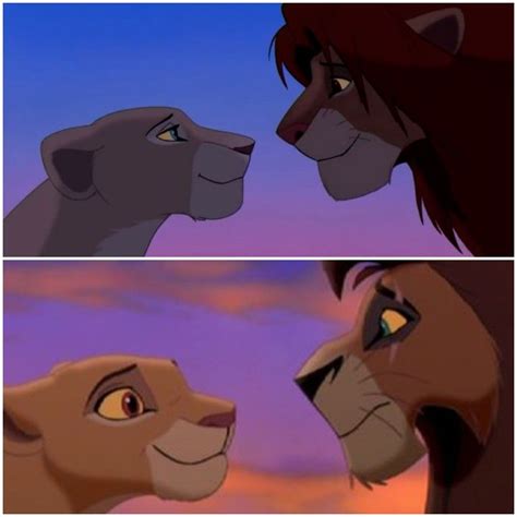 The Lion King And His Cub Are Facing Each Other
